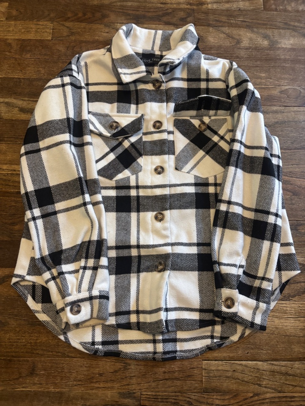 Love Tree Black and White Plaid Button-Front Shacket